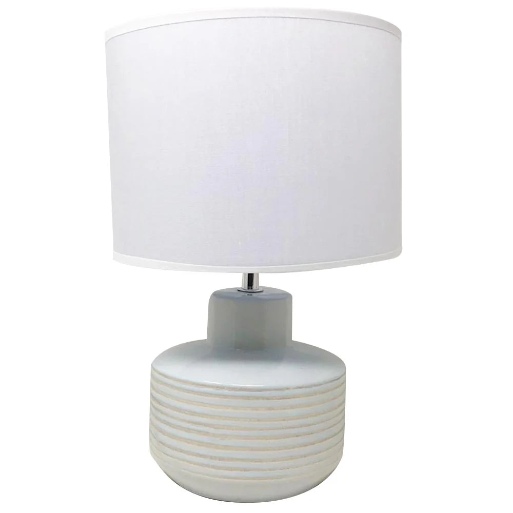 Lume Lampada da Tavolo Ceramica e Tessuto H33.5cm Bianco Design Moderno