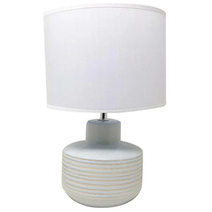 Lume Lampada da Tavolo Ceramica e Tessuto H33.5cm Bianco Design Moderno