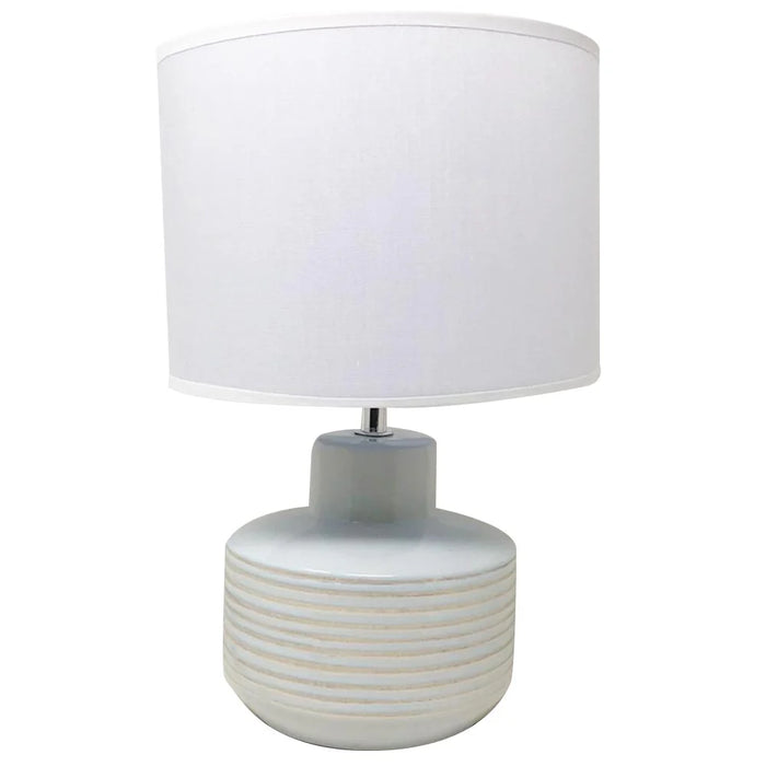 Lume Lampada da Tavolo Ceramica e Tessuto H33.5cm Bianco Design Moderno