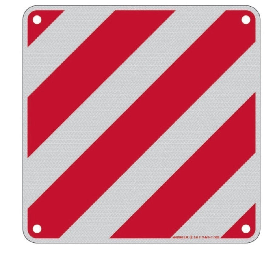 CARTELLO SEGNALETICO CARICHI SPORGENTI IN ALLUMINIO CON RIFRANGENTE  CM.50X50 A NORMA