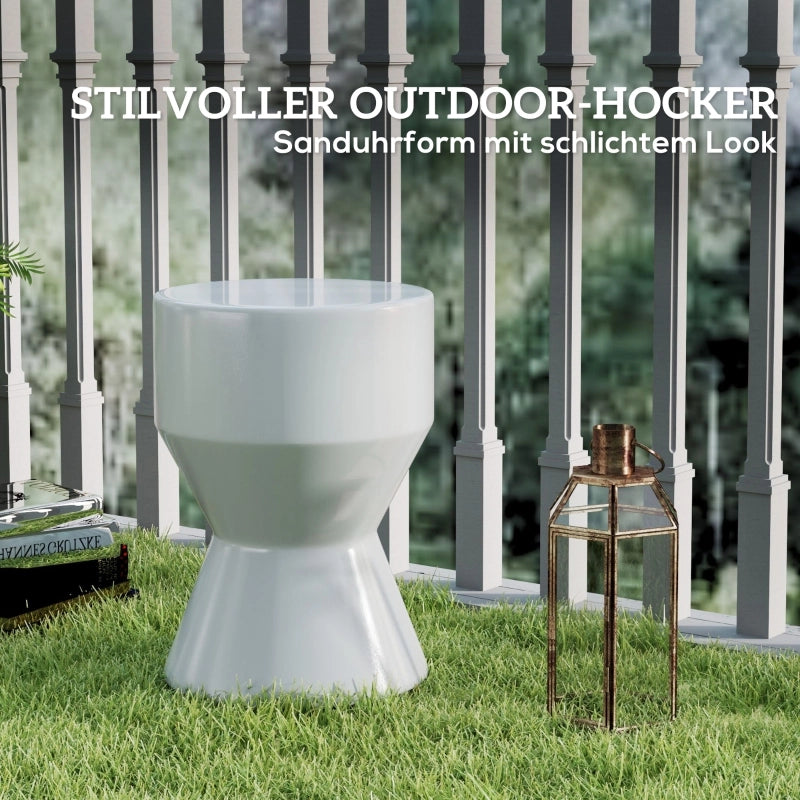 Sgabello in ceramica resistente alle intemperie a forma di clessidra per giardino e terrazzo grigio chiaro