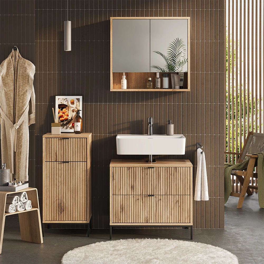 Vicco Set di mobili da bagno Quercia vichinga 3 parti