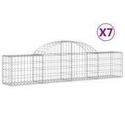 Cestini gabbioni recinzione a gabbia muro di contenimento ad arco 7 pezzi 200 x 30 x 40/60 cm ferro zincato argento 02_0041077