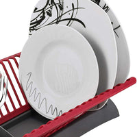 Scolapiatti Cucina in Plastica Cola Piatti e Scola Posate 46x26x14cm Rosso