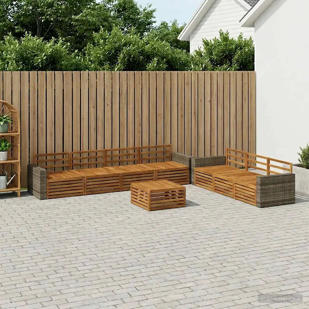 Set di divani da esterno 8 pcs Naturale 79 x 79 x 37 cm