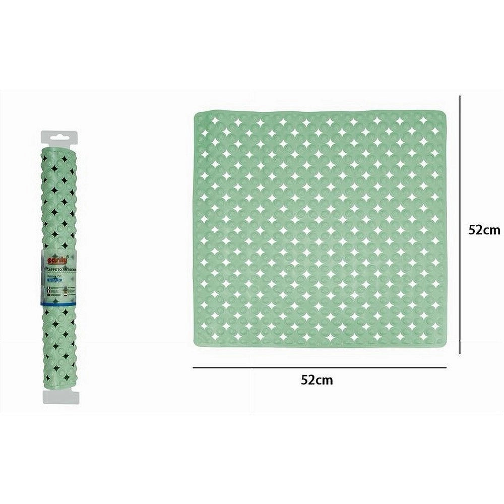 Trade Shop - Tappeto Tappetino Verde Antiscivolo Per Vasca Da Bagno Doccia 52 X 52 Cm 79758 -