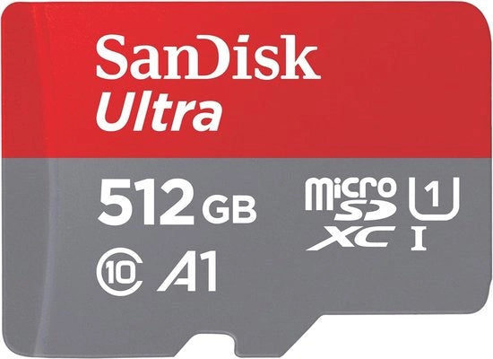 Carta di memoria MicroSDXC UHS-I 512 GB con adattatore SD - per smartphone e tablet - A1, Classe 10, U1