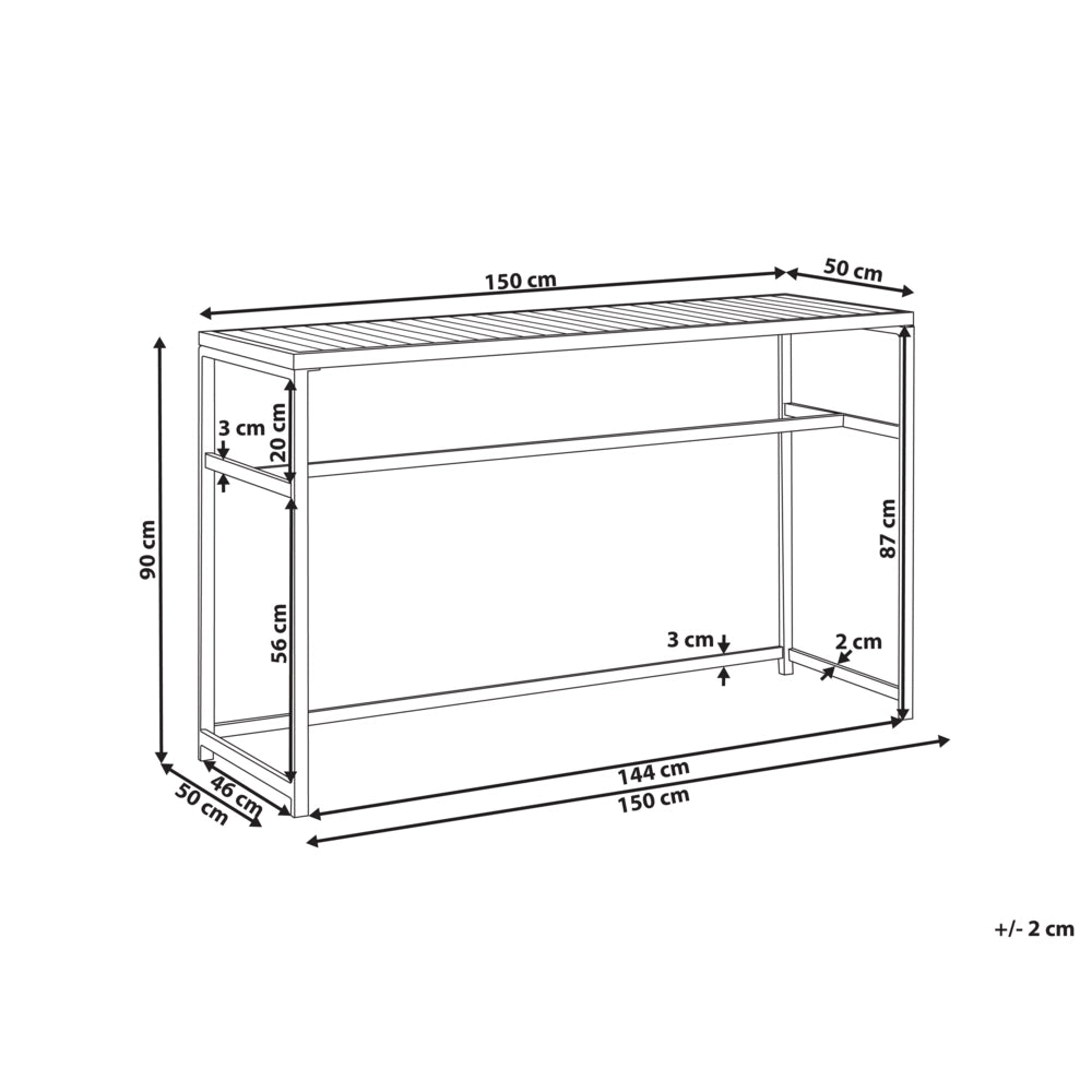 Tavolo da pranzo moderno da giardino in acciaio e polipropilene nero 150 x 50 cm per interni ed esterni