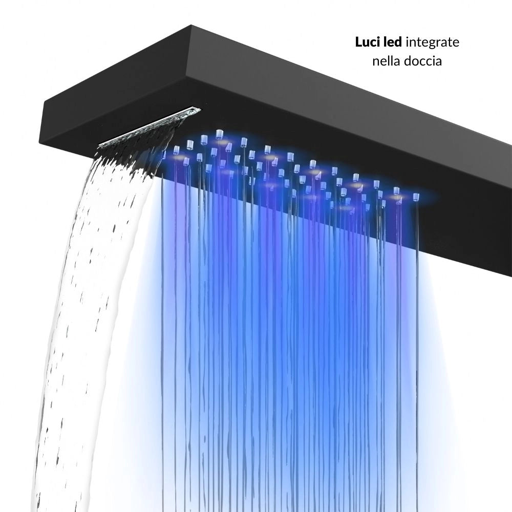 Colonna doccia shine acciaio 4 funzioni luce led display temperatura 2 finiture *** finitura- nero, confezione 1