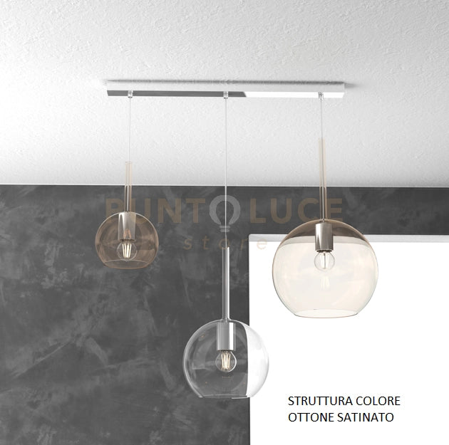 SOSP. OTTONE SAT. RETTANGOLARE 3 LUCI VETRI (GRANDE AM + MEDIO TR + PICCOLO AM) 1155OS-S3 RMIX-TA