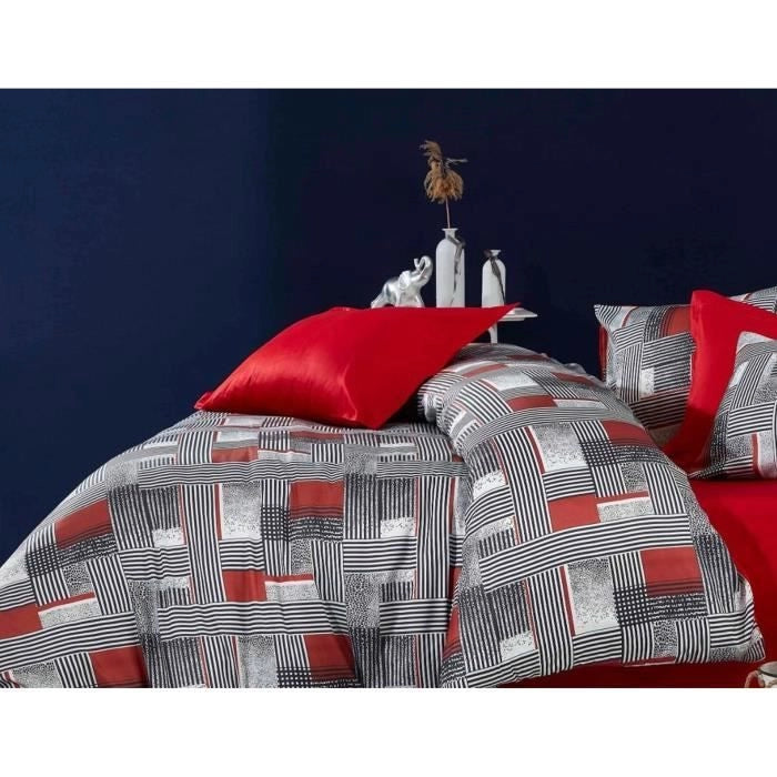 Completo letto - 1 copripiumino 220 x 240 cm + 2 federe 60 x 60 cm - 100% poliestere microsatin - Grigio