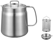 Filtro olio - 2 Litri Capacità Con Filtro Integrato Per Filtraggio Effettivo E Stoccaggio Della Olio Da Cucina - 1 - Adatto Per Piani Cottura A Gas, Elettrici, Induttivi E Ceramici Argento