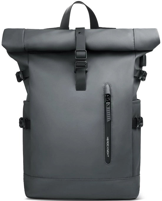 Zaino Rolltop Grande 23 L Zaino Impermeabile per Laptop da 15,6 Pollici con Porta USB Zaino per Scuola Zaino Leggero per Bicicletta Zaino Anti-Furto per Viaggi Zaino per Ufficio Università Tempo Libero - Grigio