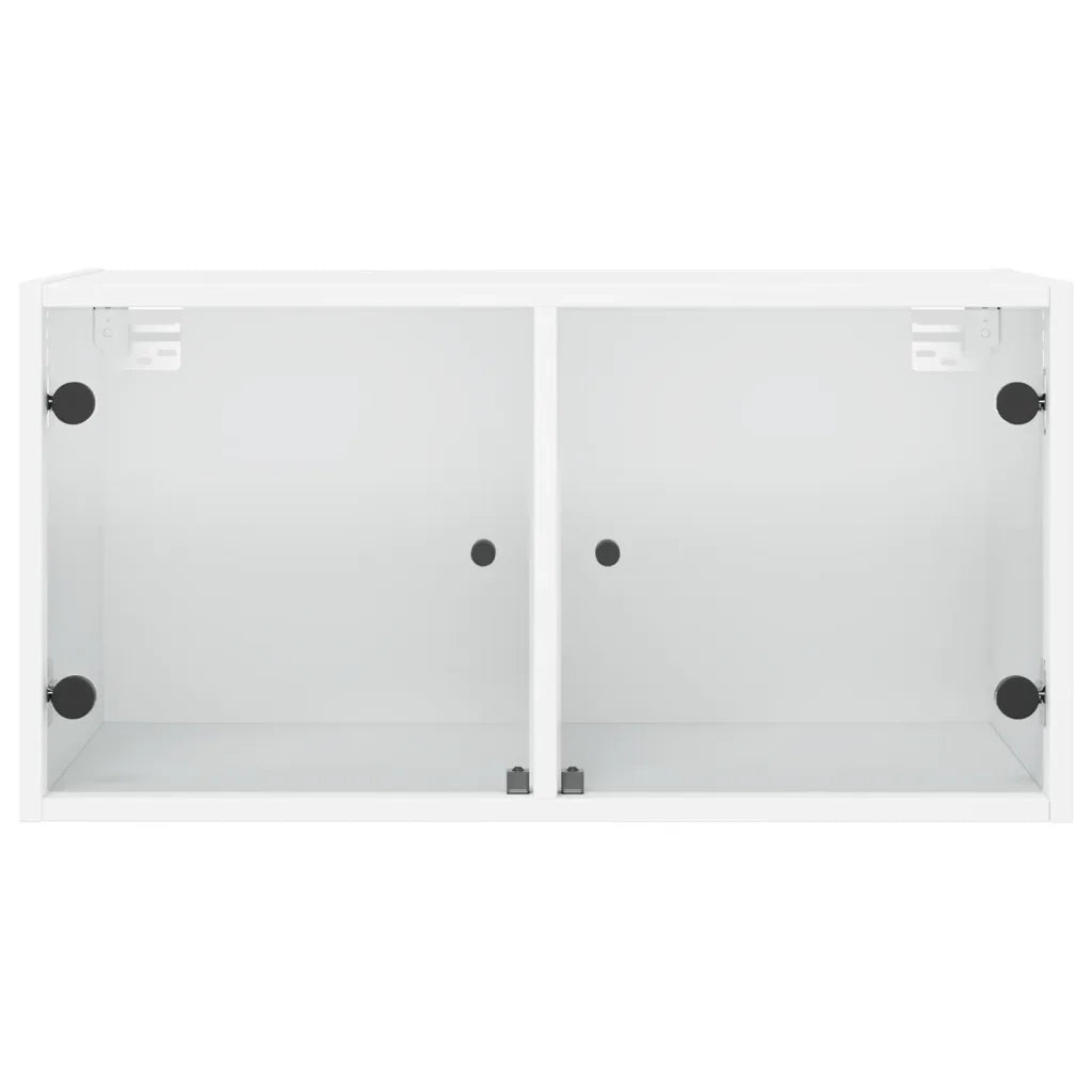 Armadietto a Muro | Mobili a Muro con Ante in Vetro 2 pz Bianco 68,5x37x35 cm