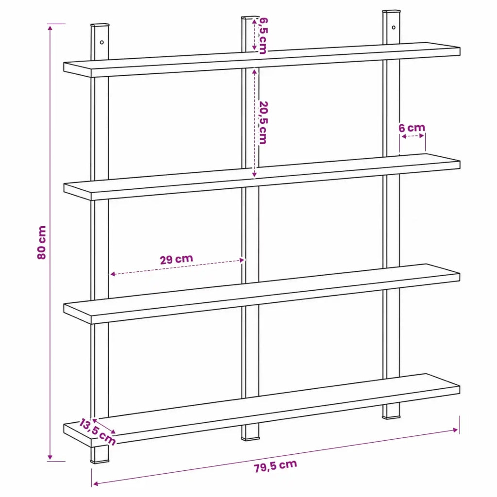 Scaffale da parete Sonoma grigio 79.5 x 13.5 x 80 cm 8020380