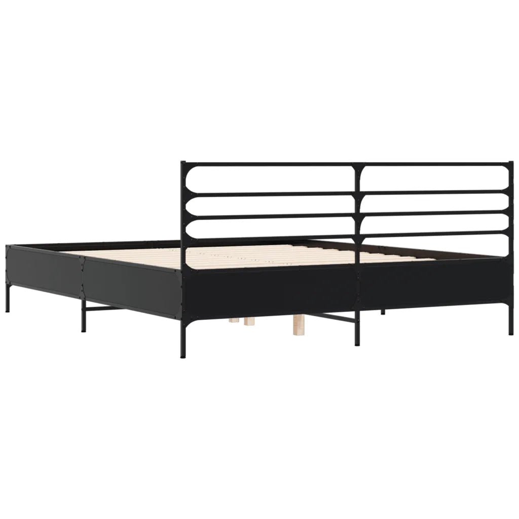 Giroletto Nero 150x200 cm in Legno Multistrato e Metallo 3280047