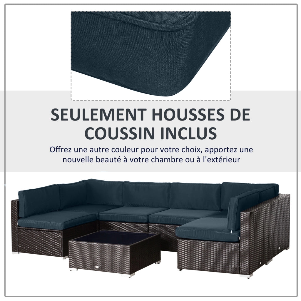 Set di 14 Fodere per Cuscini Divano da Giardino ¨C zephmum ¨C Blu, 6 Fodere per Seduta e 8 per Schienale