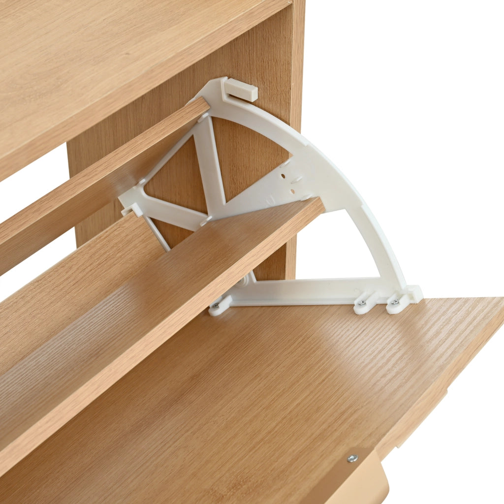 Scarpiera con 4 ante ribaltabili - per ingresso - in MDF - 105×24×90 cm - Naturale