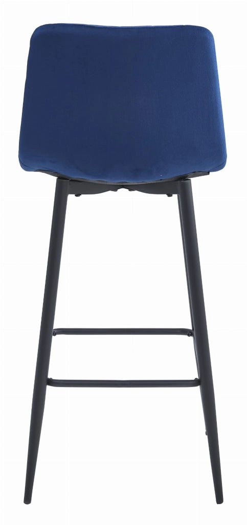 Sgabello Valora POZZA in velluto blu navy con gambe nere x2