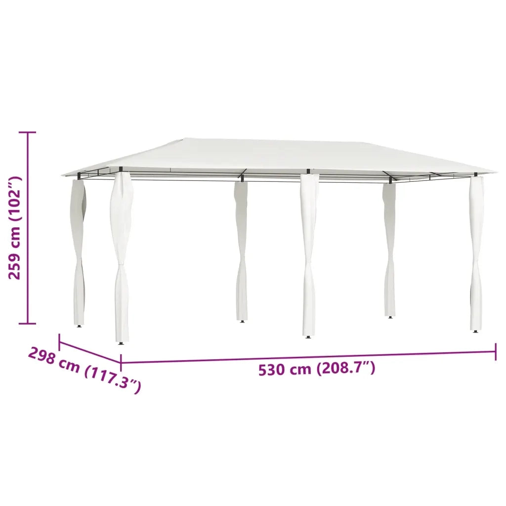 Gazebo con Montanti Rivestiti 3x6x2,6 m Crema 160 g/mÂ²