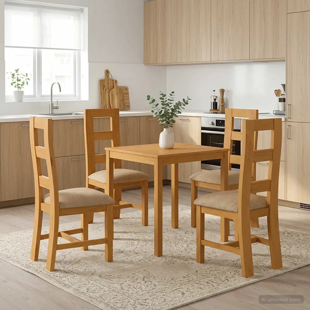 Set da pranzo 5 pz Beige Legno di Quercia Massello 3430230