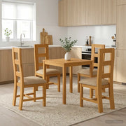 Set da pranzo 5 pz Beige Legno di Quercia Massello 3430230