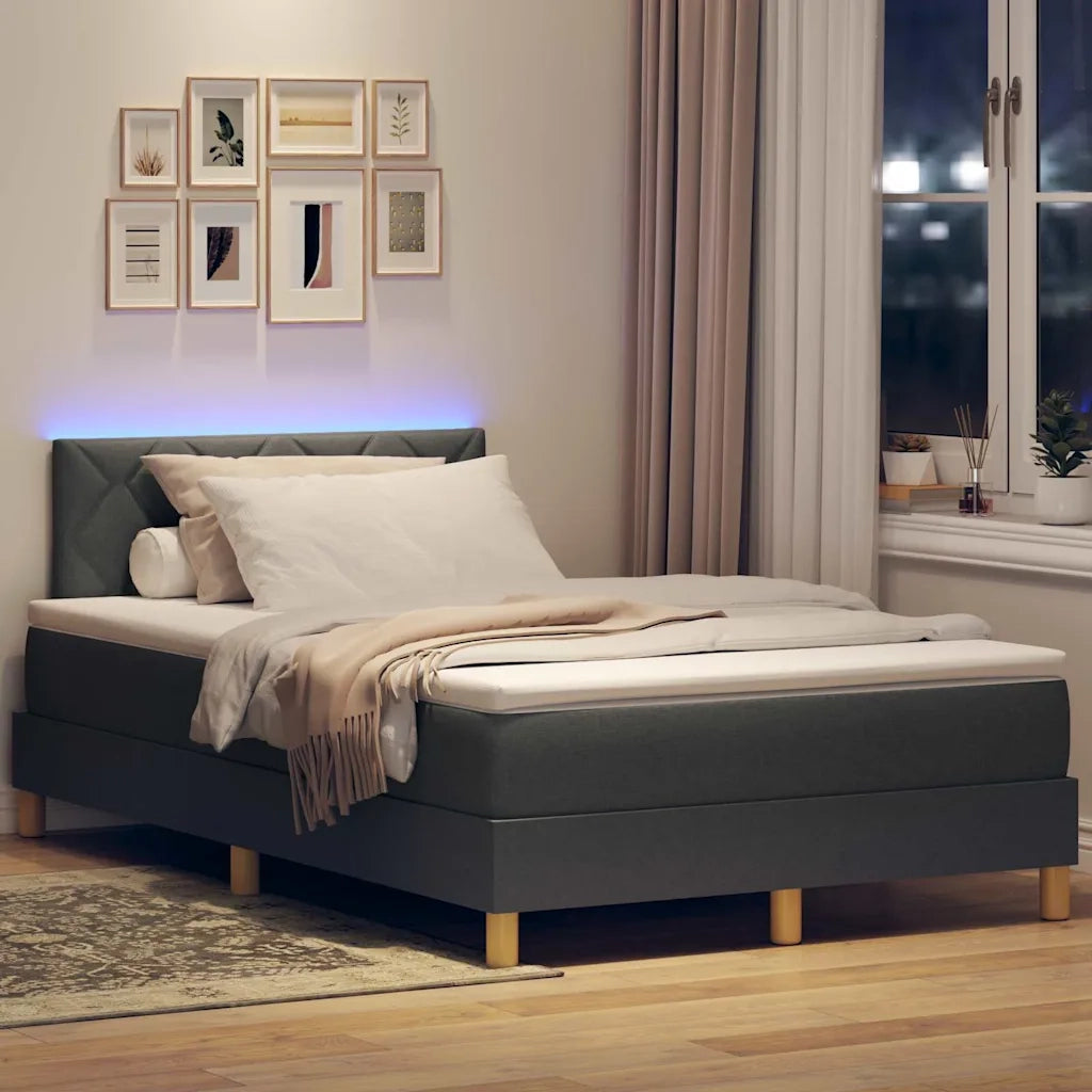 Letto a Sorgente LED Grigio scuro 120 x 200 cm Tessuto 3342507