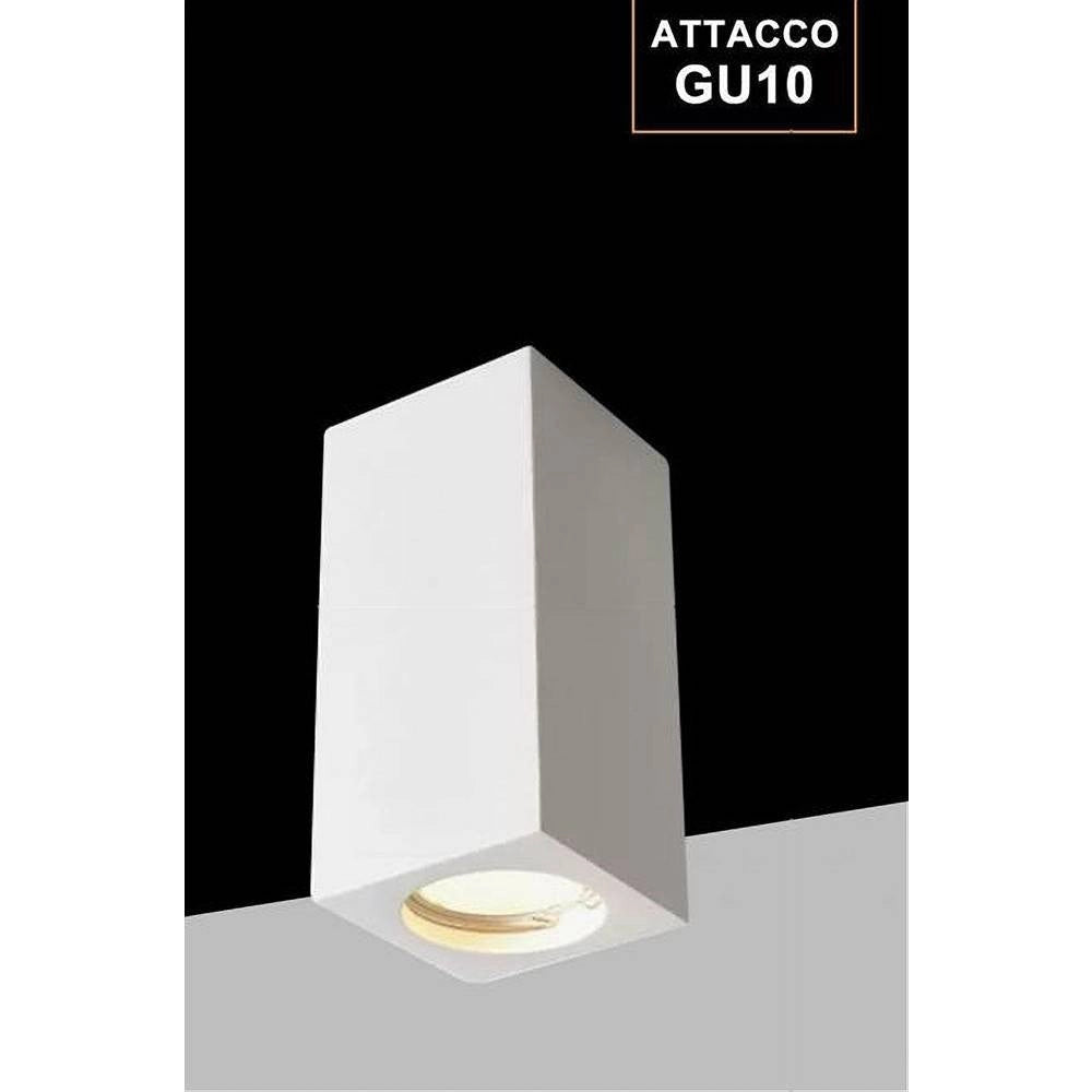 Trade Shop - Porta Faretto Applique Soffitto In Gesso Verniciabile Forma Cubo Gu10 Gs-c140-q -