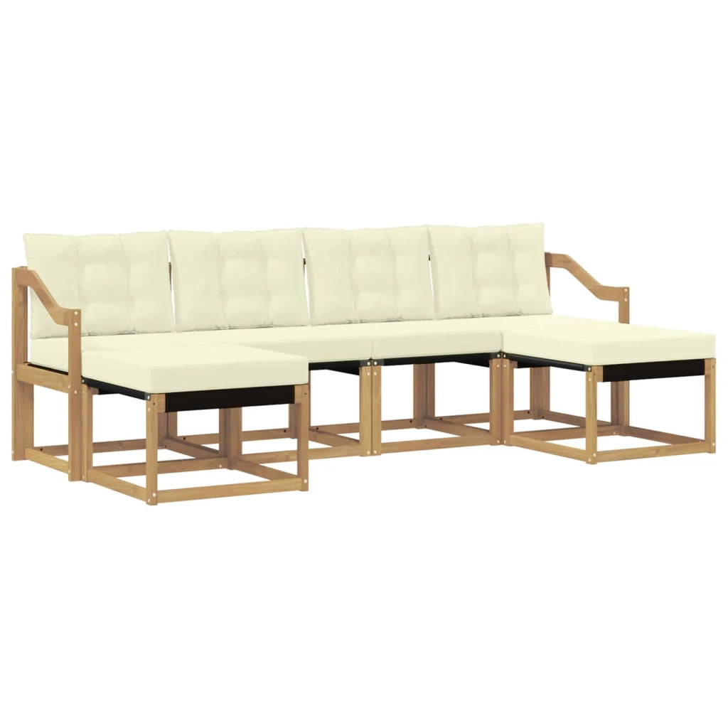 Set di divani da esterno con cuscino 6 pcs Bianco e Crema 3389748
