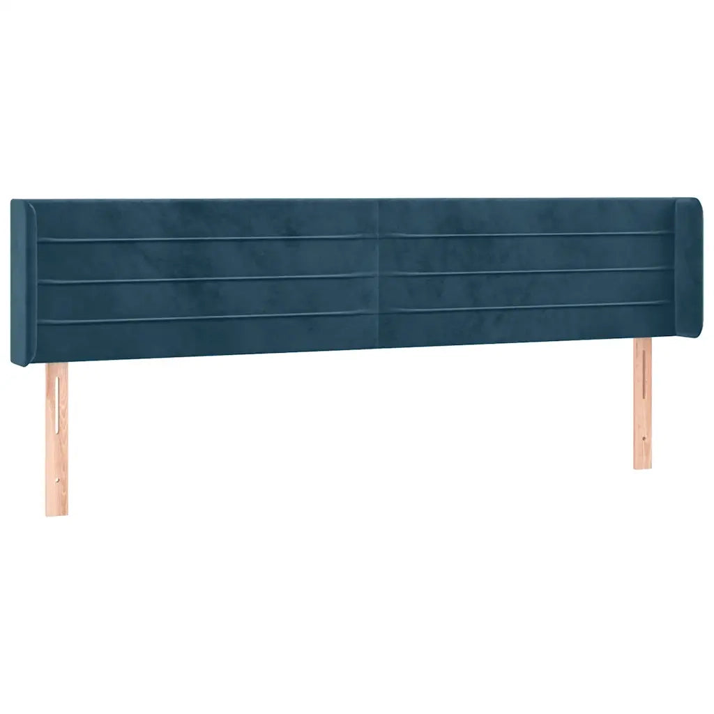 Testiera ad Orecchio-Testata con Orecchie Blu Scuro 183x16x78/88 cm in Velluto 588410