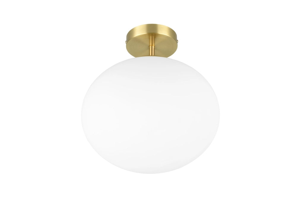 Plafoniera Trio Fomento minimal ottone/vetro bianco E27