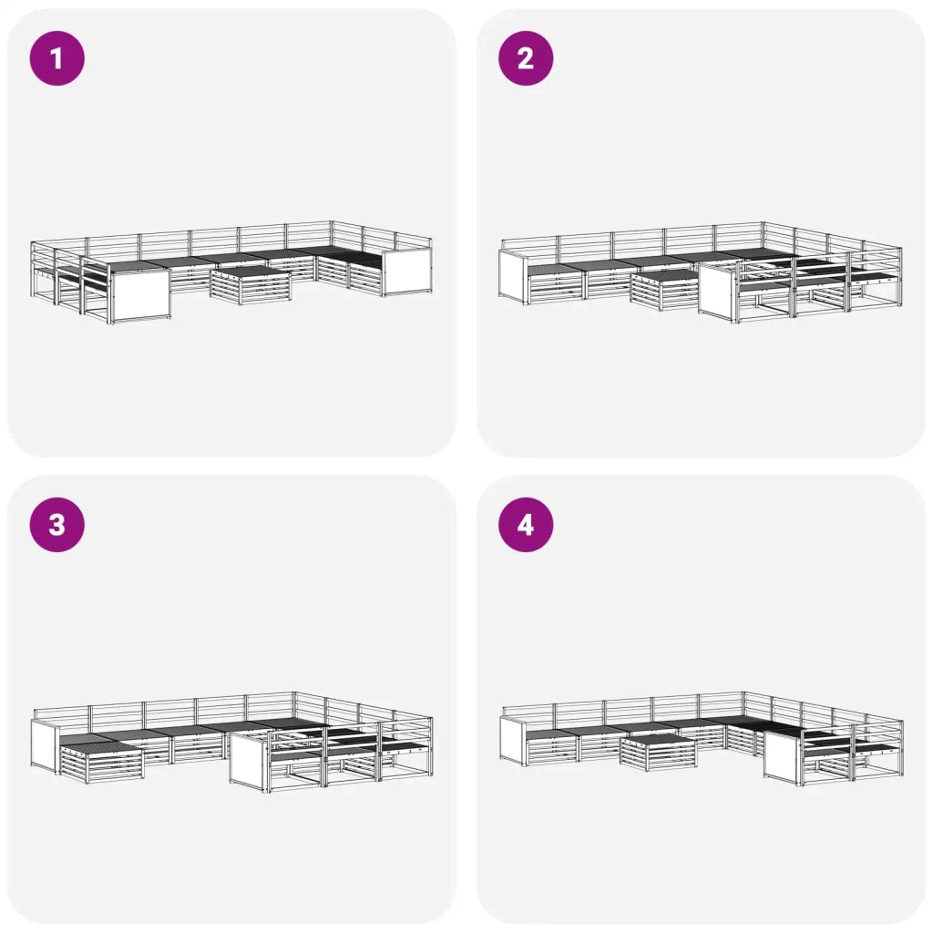 Set divani 11 pcs Legno di Acacia Massello
