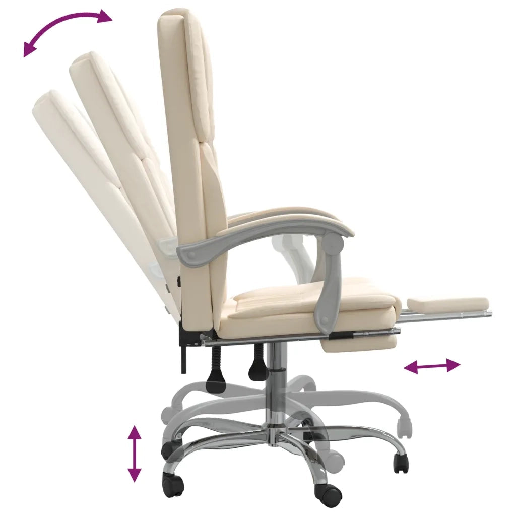 Poltrona | Sedia Relax da Ufficio Reclinabile Crema in Similpelle