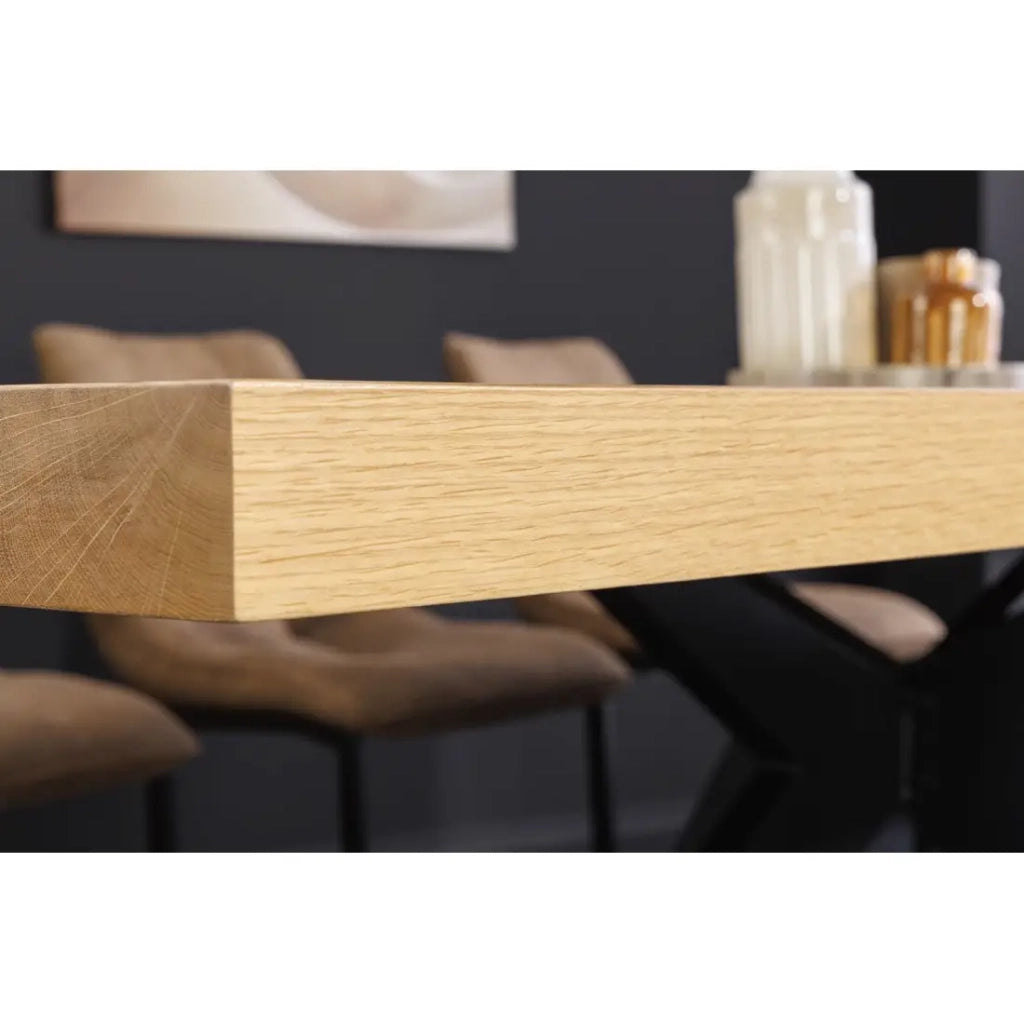 Tavolo da pranzo AZMA - Impiallacciatura di quercia e metallo - 240 cm - Stile moderno