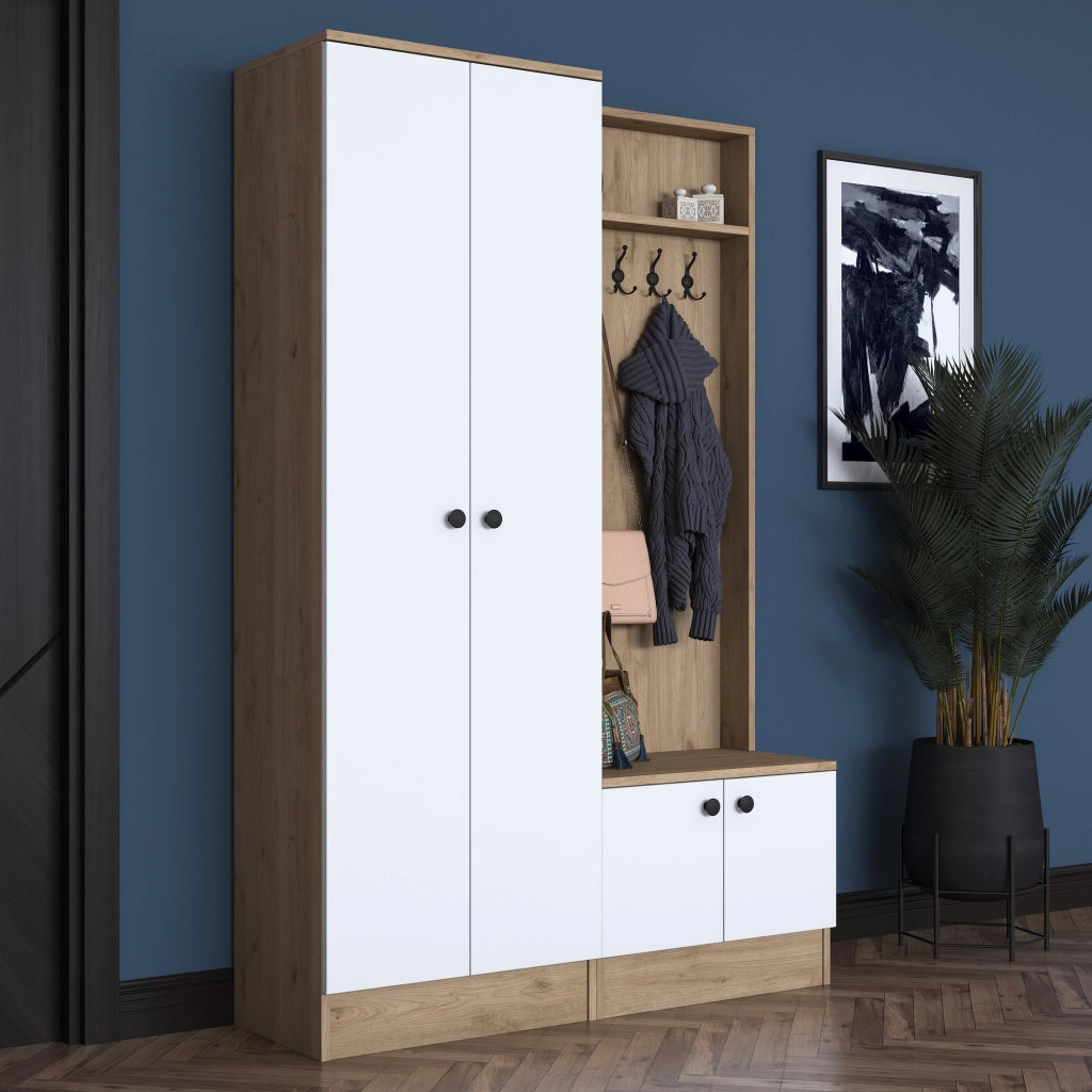 Rezzato, Mobile da Ingresso 5 Ripiani, 120x36x183h cm Bianco
