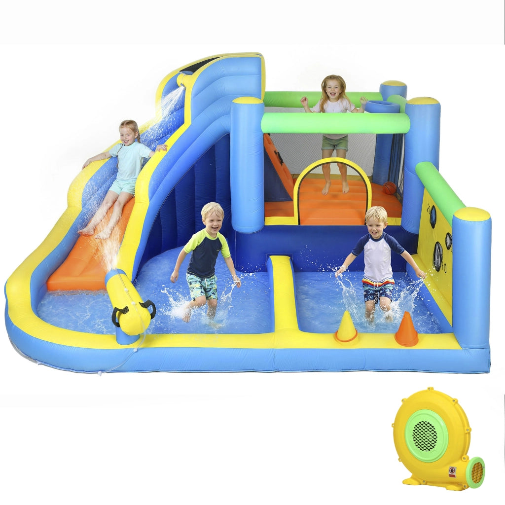 Castello gonflabile ¨C zephmum ¨C parco acquatico con toboga e trampolino, multicolore