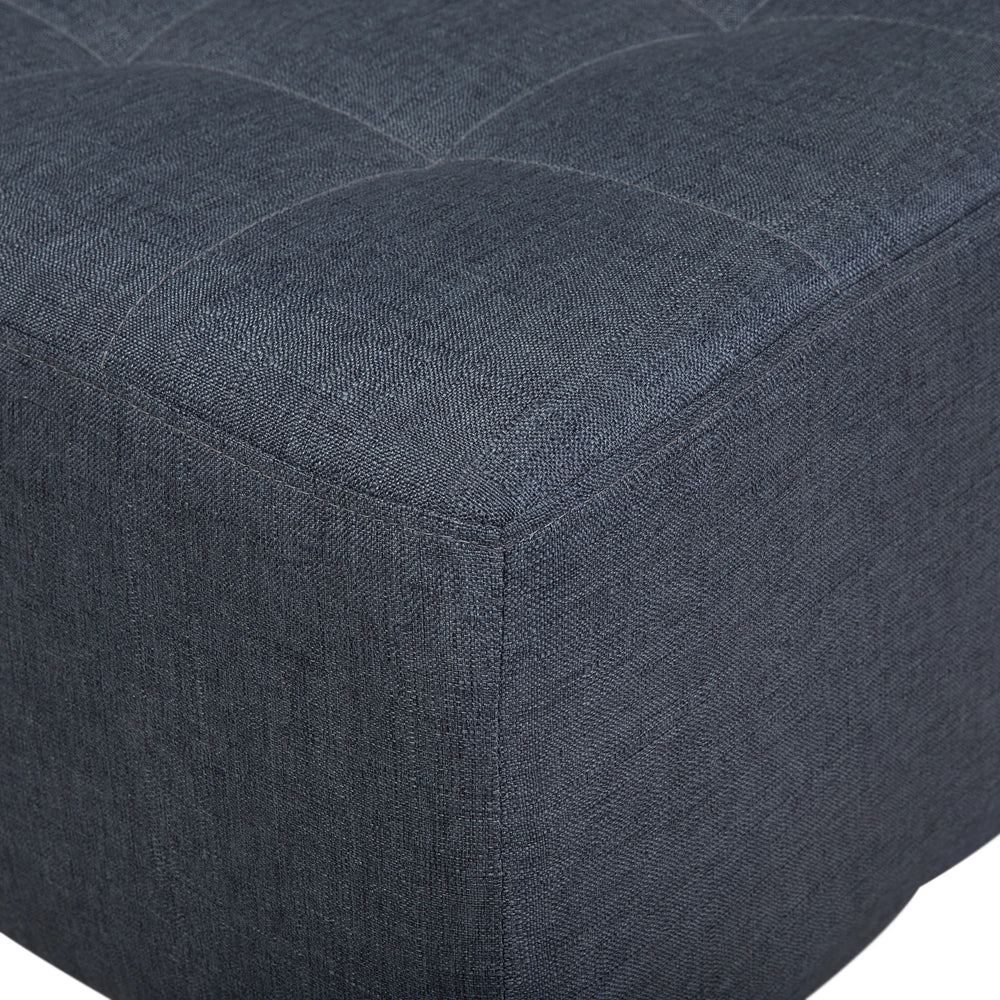 Pouf ottomana grigio tessuto trapuntato moderno soggiorno quadrato poggiapiedi gambe argento