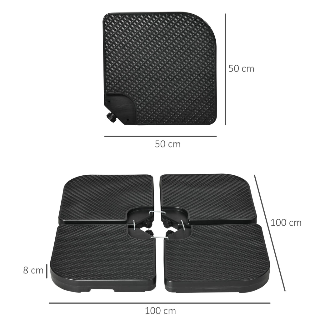 Set 4 Pezzi Impilabili per Ombrellone con Maniglie ¨C zephmum ¨C Nero HDPE 100x100x8.3 cm