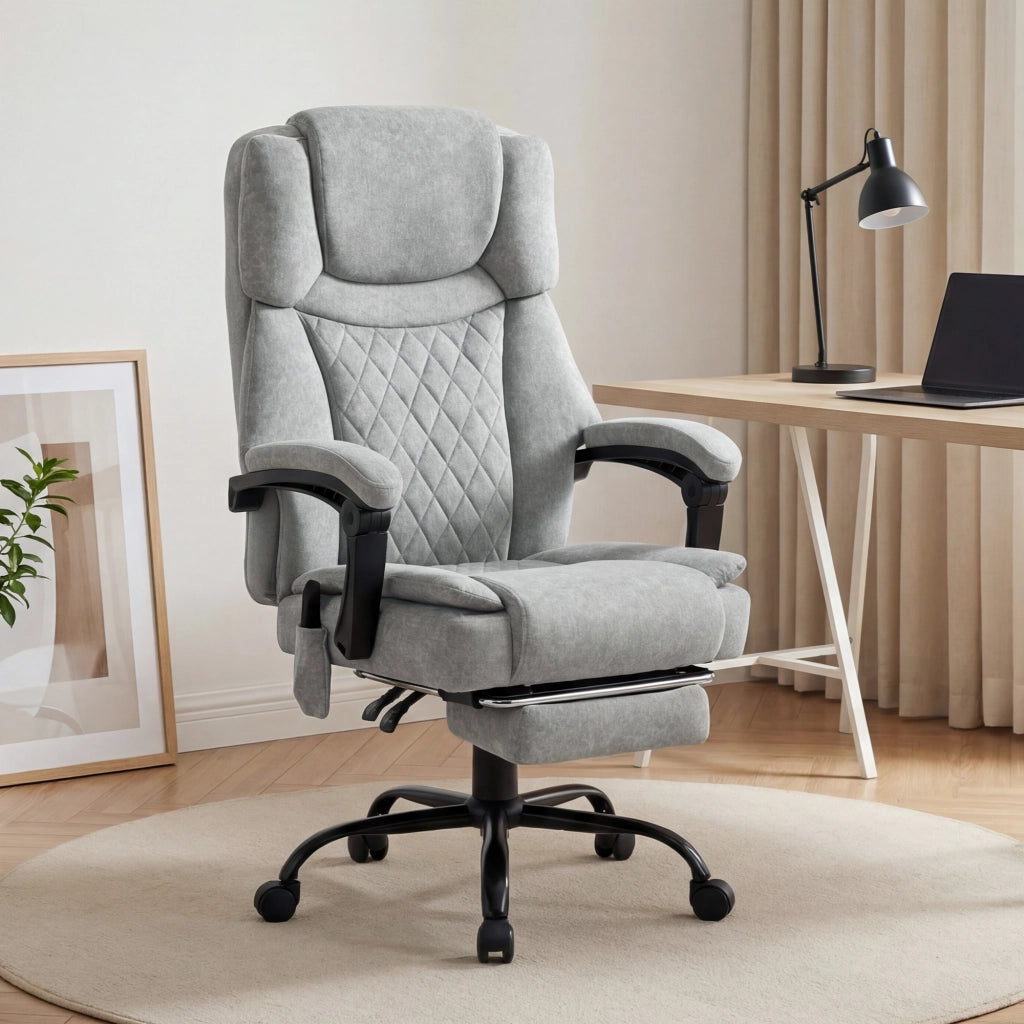 Sedia da ufficio con massaggio, vibrazione, riscaldamento e schienale regolabile ¨C Minimal ¨C grigio