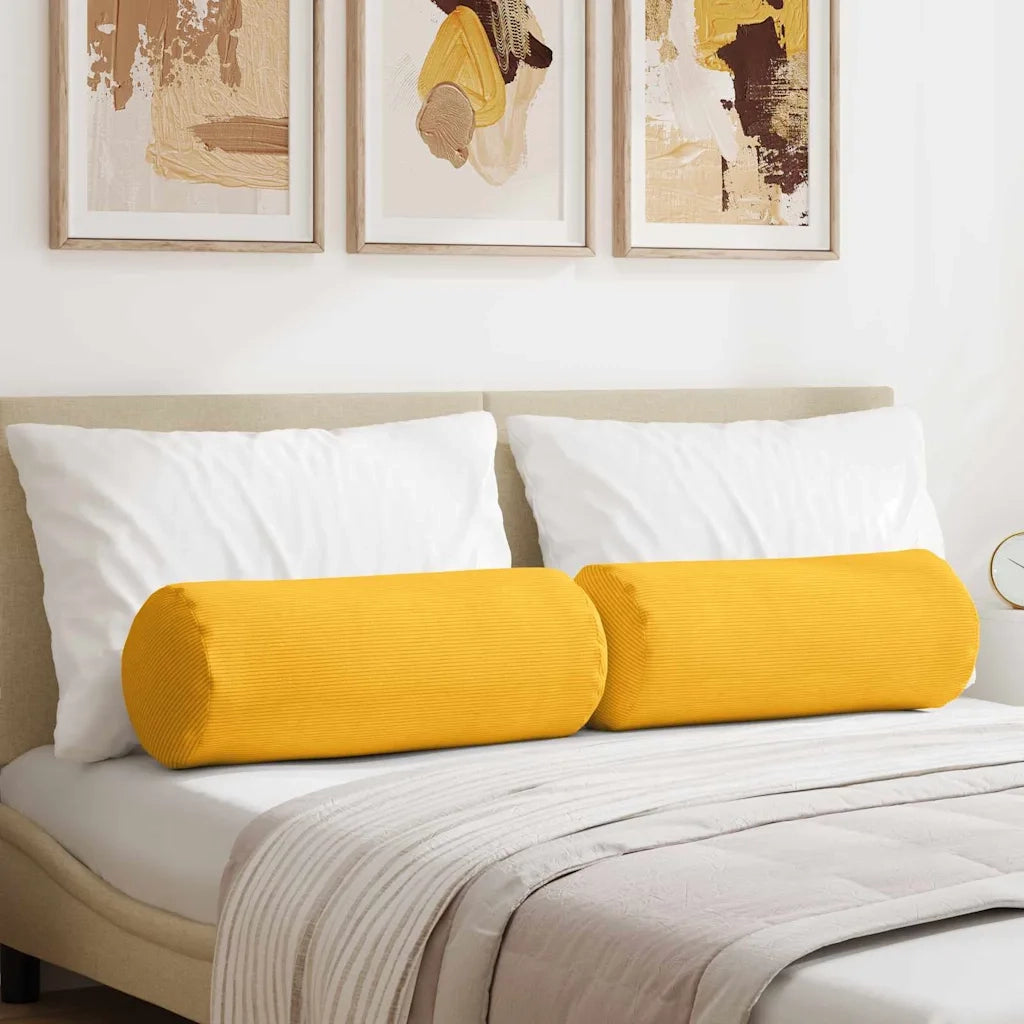 Cuscini a rullo 2 pcs Giallo Chiaro Ø 25 x 70 cm