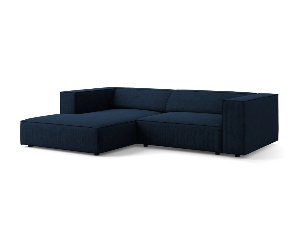 Cosmopolitan Design - Divano angolare sinistro "Arendal" 3 posti in ciniglia con effetto a coste blu reale 