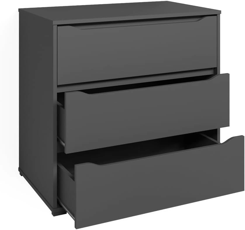 Cassettiera per camera da letto Ruben, Antracite, 48 x 77.6 cm con 3 cassetti, per riporre abiti e oggetti di uso quotidiano