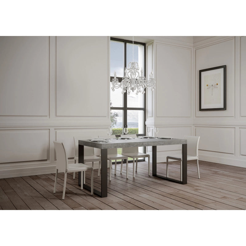 Tavolo allungabile 140/400x90 cm Tecno telaio Antracite - Cemento