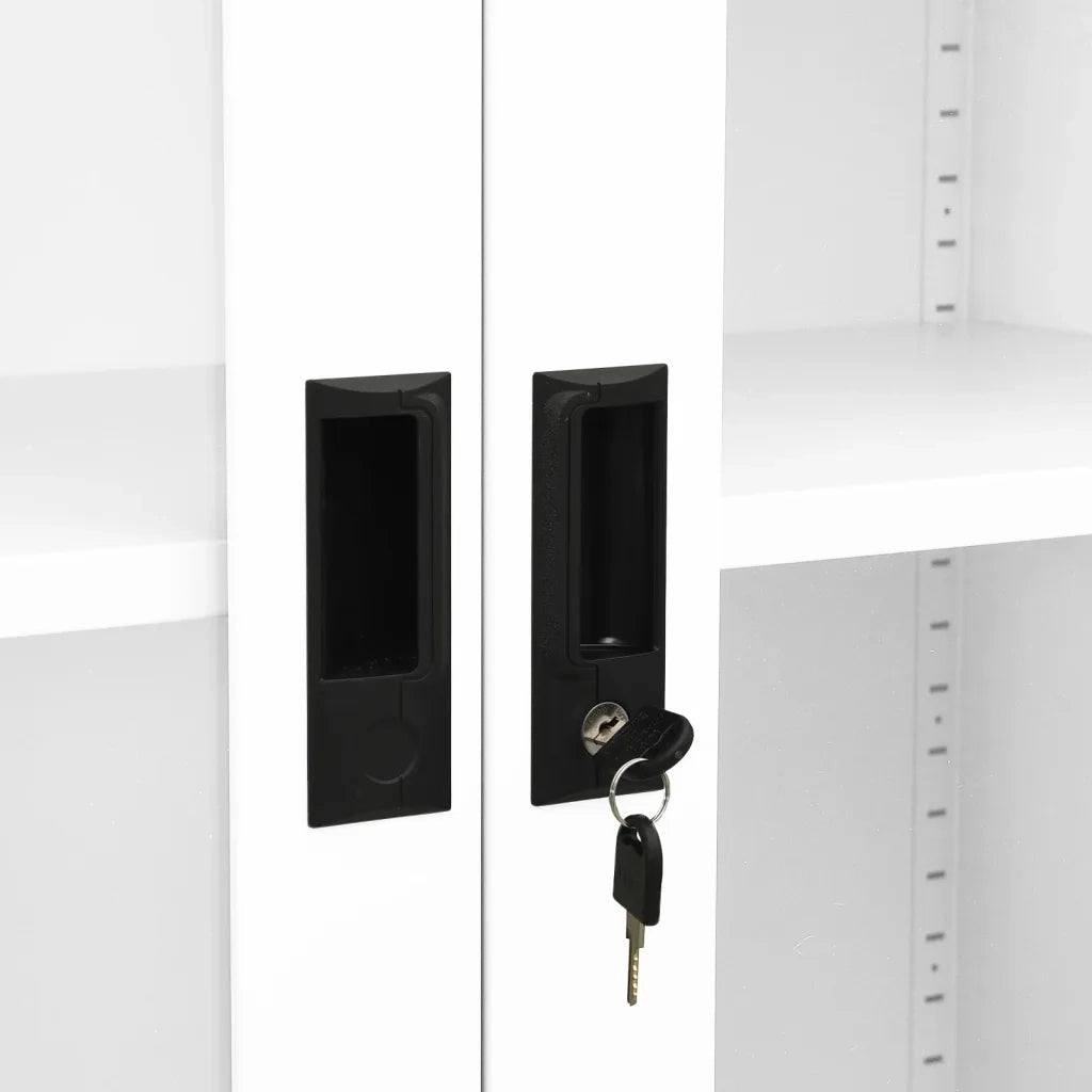 Armadio per Ufficio Bianco 90x40x180 cm in Acciaio e Vetro 335938