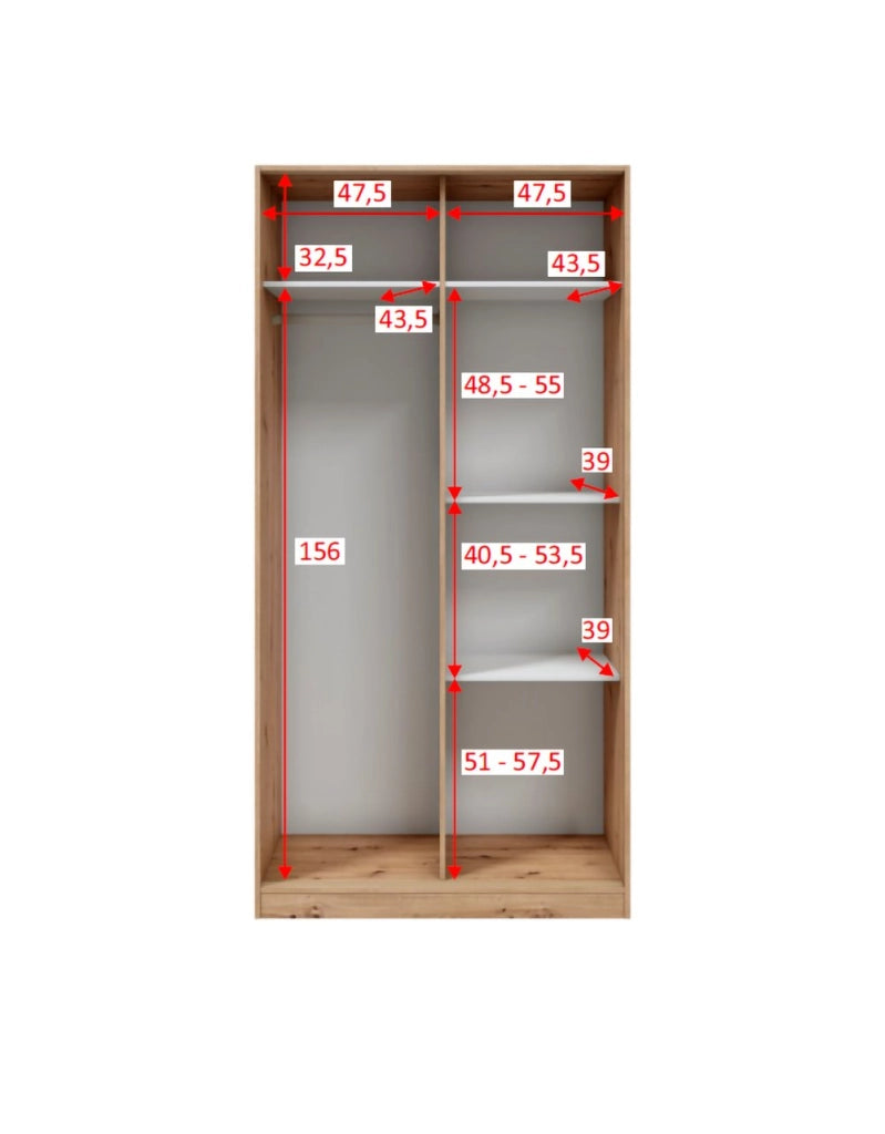Armadio Camera da Letto Orgosolo, Guardaroba 2 Ante 4 Ripiani, 50x200h cm Marrone Rovere Nodi