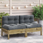 Divano da esterno-Divani Giardino Senza Braccioli con Cuscini 2pz Pino Impregnato 337801