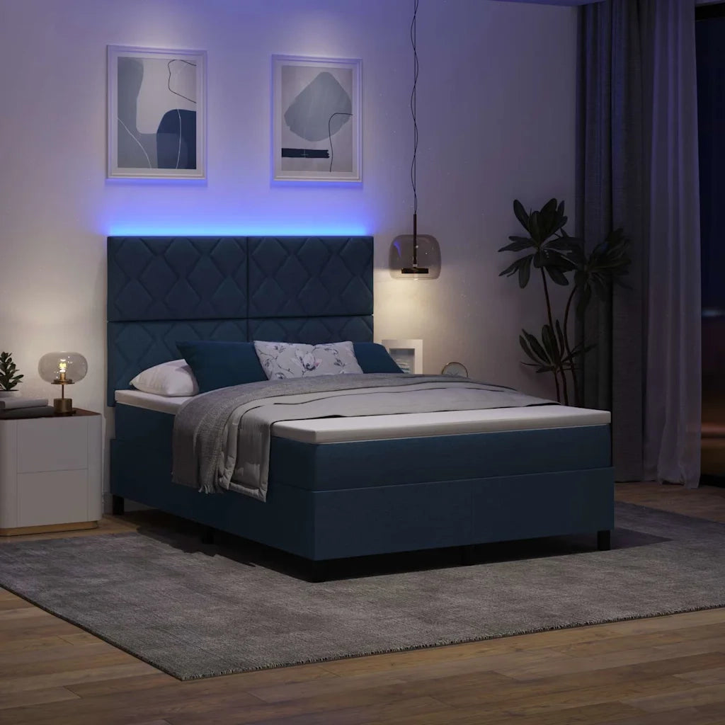 Letto a molle con materasso Blu 140 x 190 cm Tessuto 3342948