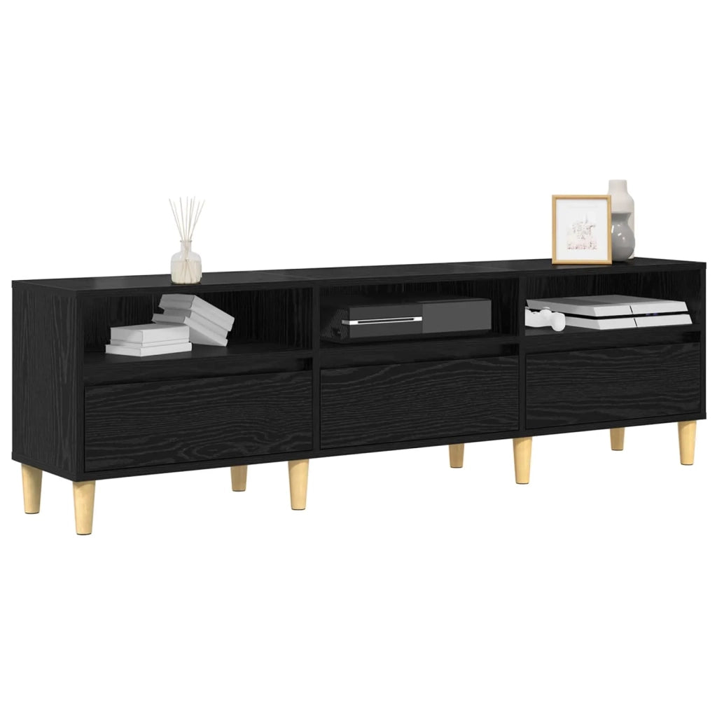 Mobile TV Rovere Nero 150 x 30 x 45 cm Legno multistrato 879482