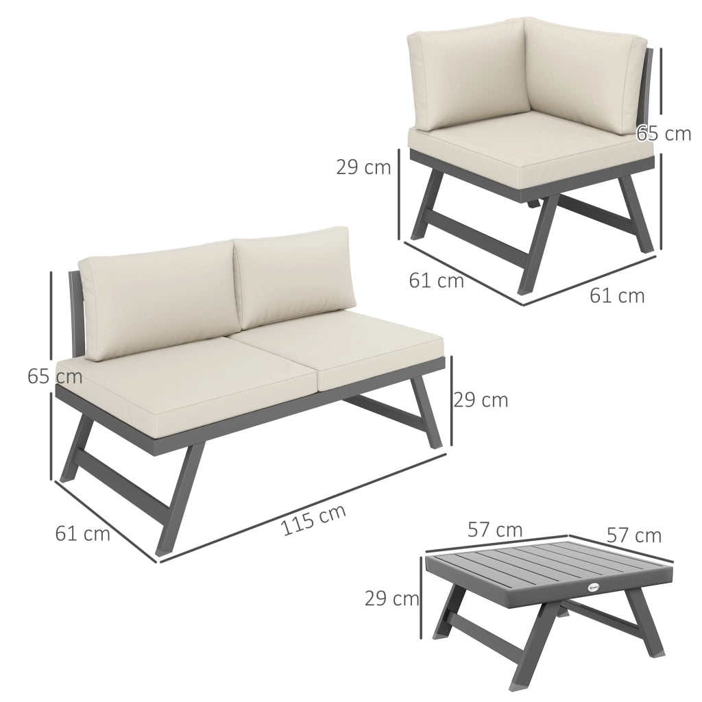 Set divano da giardino angolare e letto 4 pezzi con 2 panche e tavolino ¨C zephmum ¨C polyrattan grigio