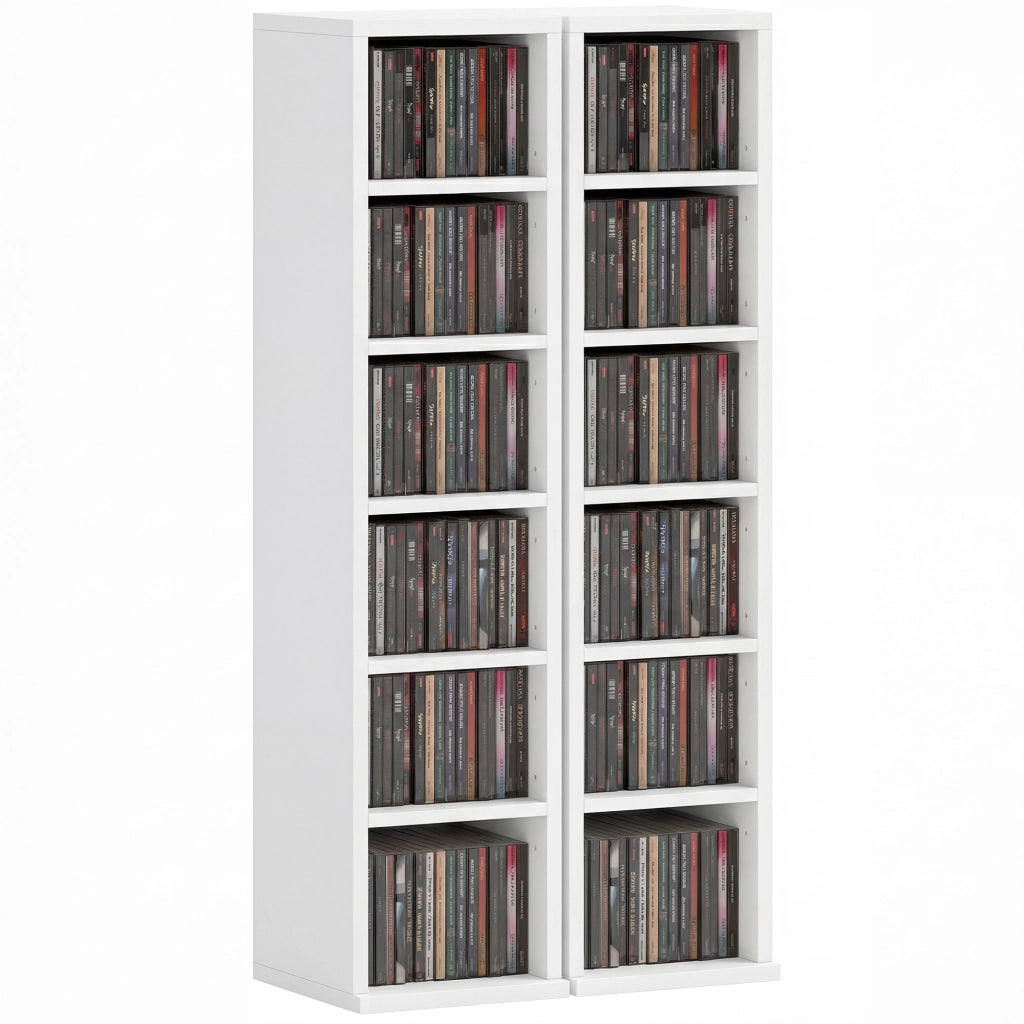 Armadio colonne per CD e DVD ¨C zephmum ¨C 12 ripiani, bianco, 21x22.5x88.5 cm